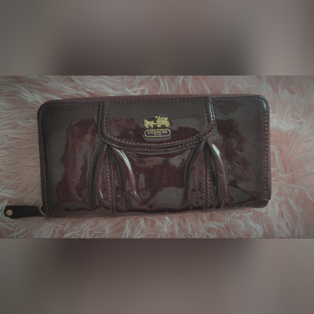 Coach Burgundy Patent Leather Wallet